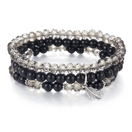 Gemstone Bracelets, 304 Stainless Steel, with Natural Stone & Crystal, handmade, three pieces & Unisex cm [