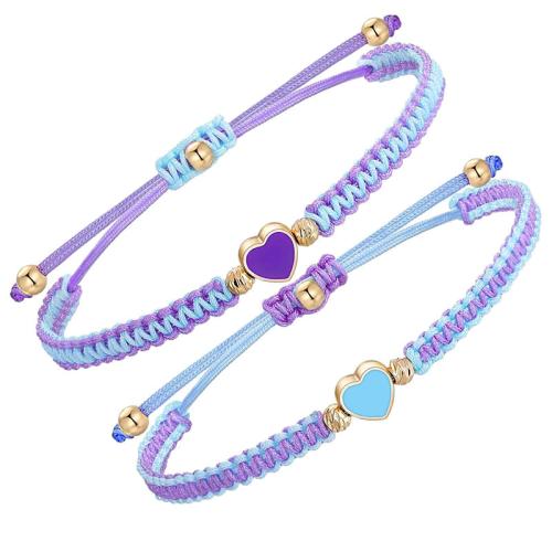 Fashion Jewelry Bracelet, Zinc Alloy, with Knot Cord, handmade, 2 pieces & Unisex & enamel cm 