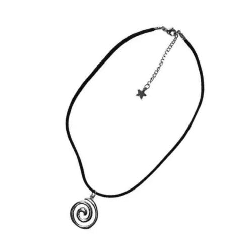 PU -Schnur-Halskette, Zinklegierung, mit Lederband, mit Verlängerungskettchen von 5cm, Modeschmuck & für Frau, schwarz, Länge:ca. 40 cm, verkauft von PC
