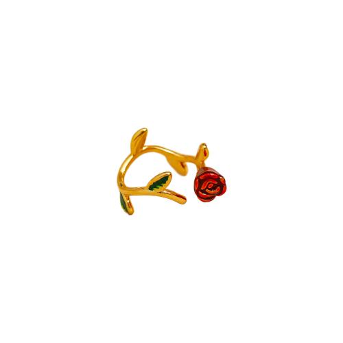 Палец кольцо-латунь, Латунь, 18K позолоченный, ювелирные изделия моды & Женский & эмаль, Золотой, размер:7, продается PC