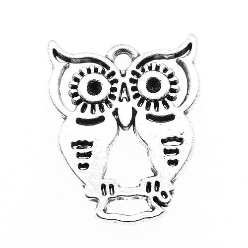 Zinc Alloy Animal Pendants, Owl, antique silver color plated, vintage & fashion jewelry & DIY & hollow 
