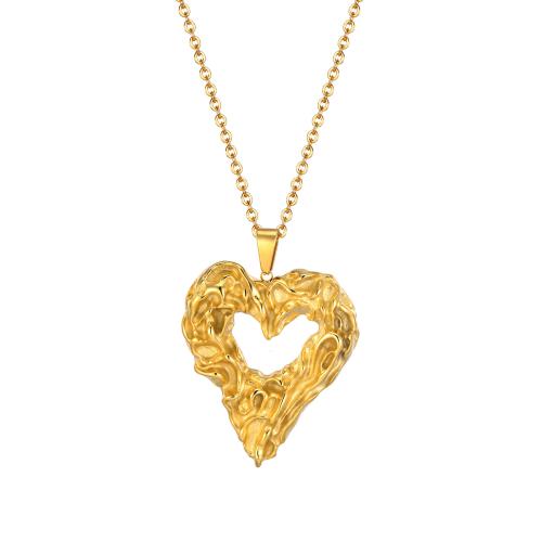 Stainless Steel Jewelry Necklace, 304 Stainless Steel, Heart, Vacuum Ion Plating, fashion jewelry & for woman, golden Approx 50 cm 