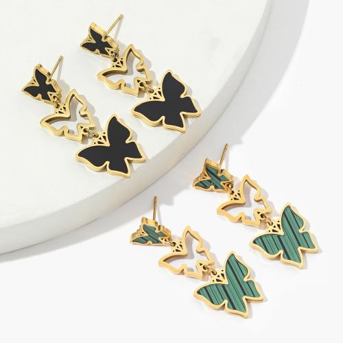 Acrylic Drop Earring, 304 Stainless Steel, with Acrylic, Butterfly, 18K gold plated, fashion jewelry & for woman [