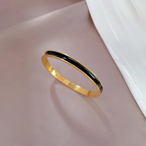Stainless Steel Bangle, 304 Stainless Steel, Vacuum Ion Plating, fashion jewelry & for woman & enamel diameter about 62mm 