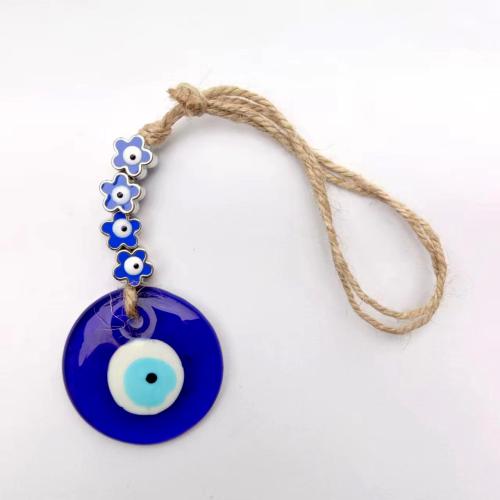 Hanging Ornaments, Lampwork, with Linen, for home and office & evil eye pattern 