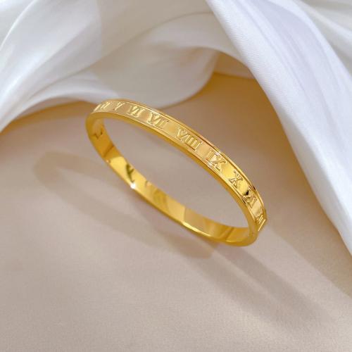 Stainless Steel Bangle, 304 Stainless Steel, Vacuum Ion Plating, fashion jewelry & with roman number & for woman diameter about 58mm 