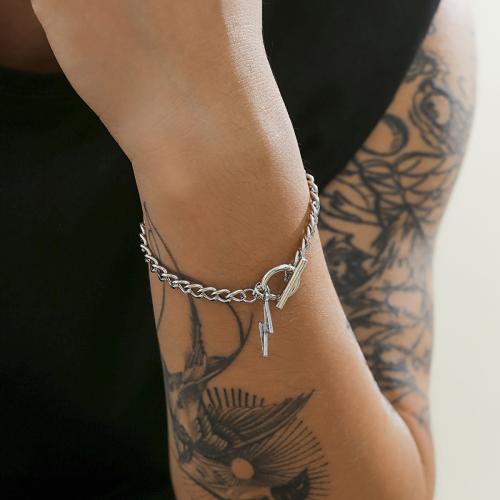 Fashion Zinc Alloy Bracelets, Lightning Symbol, silver color plated, for man 