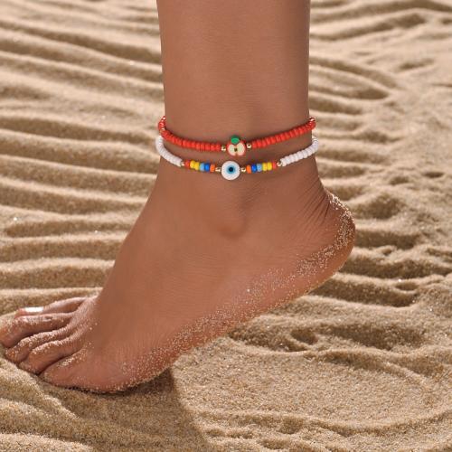 Fashion Jewelry Anklet, Seedbead, with Resin & Iron, mixed colors 