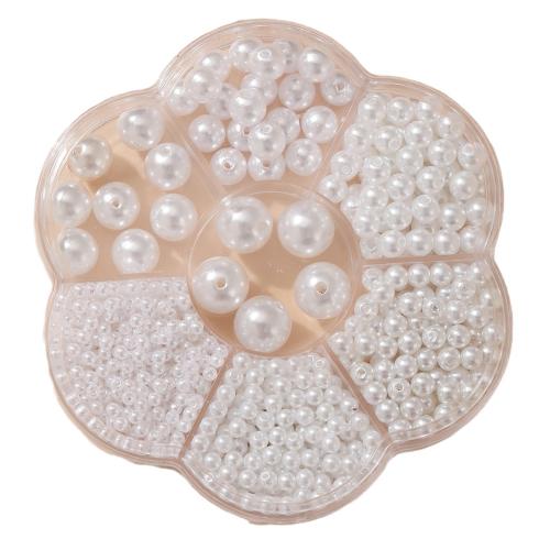 Mode Kunststoff-Perlen, Kunststoff Perlen, rund, DIY, weiß, verkauft von Box