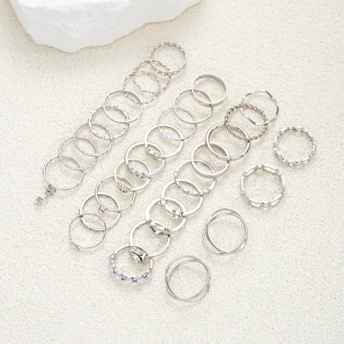 Zink-Legierung Ring Set, Zinklegierung, mit Kristall, 30 Stück & Modeschmuck & für Frau, originale Farbe, verkauft von setzen
