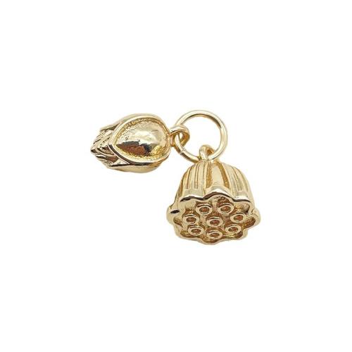 Brass Jewelry Pendants, plated, DIY, golden, Lotus 10x12, bud 