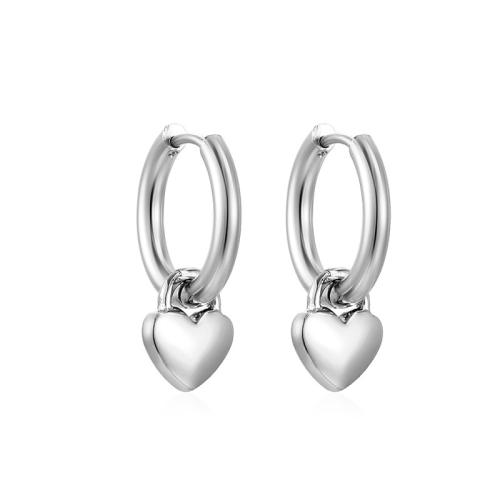 Huggie Hoop Drop Earring, 304 Stainless Steel, Heart, plated, for woman 
