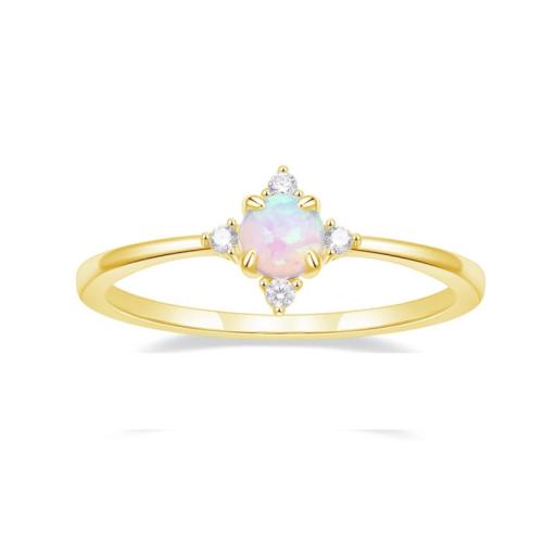 Cubic Zirconia Finger Ring, Zinc Alloy, with Opal, plated & micro pave cubic zirconia & for woman 