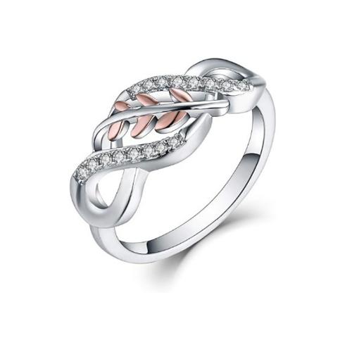 Кубический цирконий палец кольцо, цинковый сплав, Другое покрытие, разный размер для выбора & инкрустированное микро кубического циркония & Женский, серебряный, продается PC