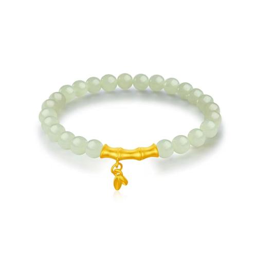Bracelets de Jade, Hetian Jade, avec alliage de zinc, bambou, bijoux de mode & pour femme, plus de couleurs à choisir Environ 6-8 pouce, Vendu par PC
