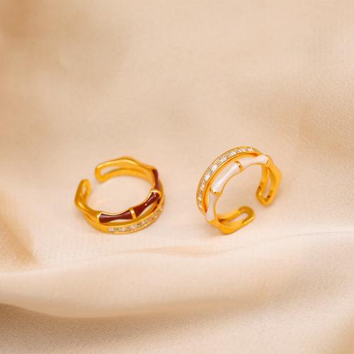 Cubic Zirconia Micro Pave Brass Finger Ring, fashion jewelry & micro pave cubic zirconia & for woman & enamel US Ring 