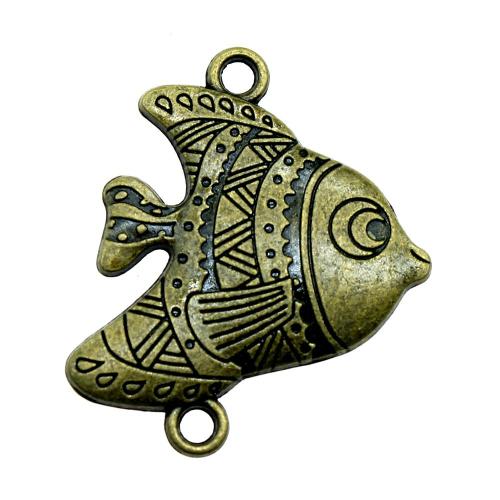 Animal Zinc Alloy Connector, Fish, antique bronze color plated, vintage & fashion jewelry & DIY & 1/1 loop 