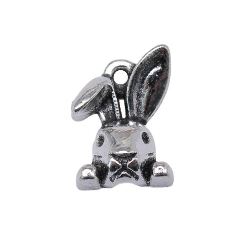 Zinc Alloy Animal Pendants, Rabbit, antique silver color plated, vintage & fashion jewelry & DIY, 13mm 