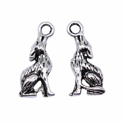 Zinc Alloy Animal Pendants, Wolf, antique silver color plated, vintage & fashion jewelry & DIY 