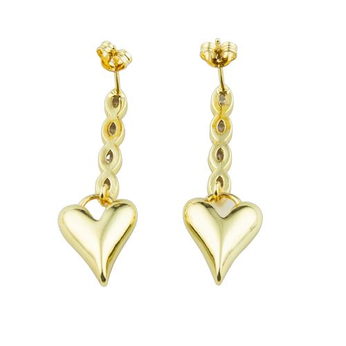 Cubic Zirconia Micro Pave Brass Earring, Heart, high quality plated, fashion jewelry & micro pave cubic zirconia & for woman 