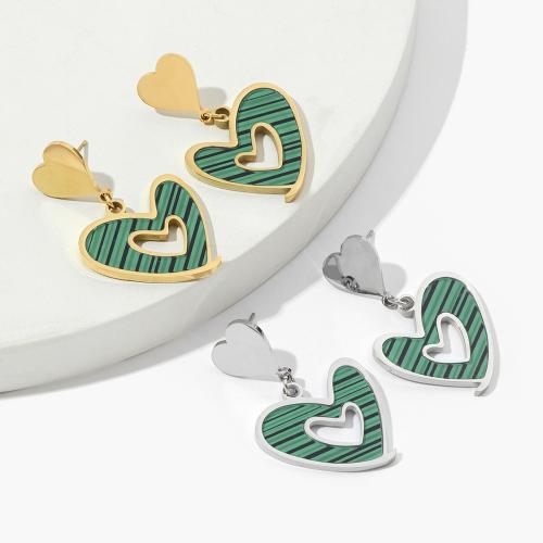Acrylic Drop Earring, 304 Stainless Steel, with Acrylic, Heart, fashion jewelry & for woman 