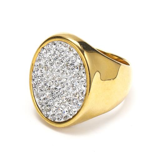 Cubic Zirconia Stainless Steel Finger Ring, 304 Stainless Steel, Vacuum Ion Plating, fashion jewelry & Unisex & micro pave cubic zirconia 