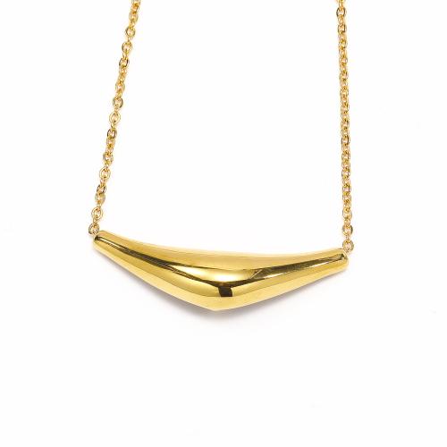 Edelstahl Schmuck Halskette, 304 Edelstahl, Dreieck, Vakuum-Ionen-Beschichtung, Modeschmuck & für Frau, goldfarben, 45x14mm, Länge:ca. 45 cm, verkauft von PC