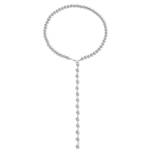 Zink Legierung Halskette, Zinklegierung, mit Kunststoff Perlen, plattiert, für Frau, keine, verkauft von PC