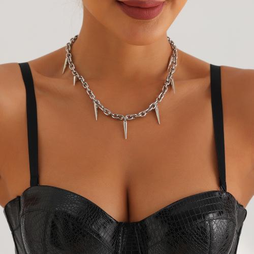 Zinc Alloy Necklace, silver color plated, for woman 