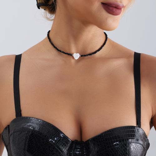 Glas Zink Legierung Halskette, Zinklegierung, mit Perlenoste & Glas, verschiedene Stile für Wahl & für Frau, keine, verkauft von PC