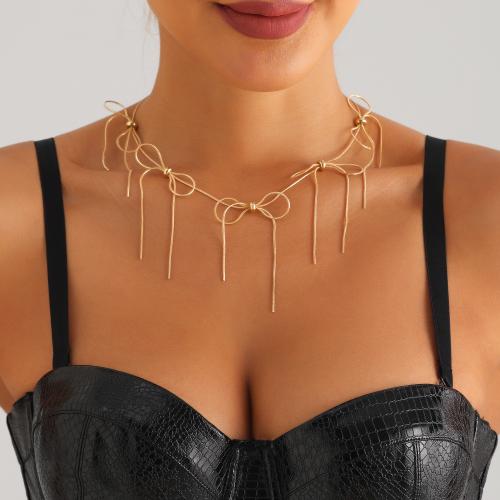 Zink Legierung Halskette, Zinklegierung, Schleife, plattiert, für Frau, keine, verkauft von PC