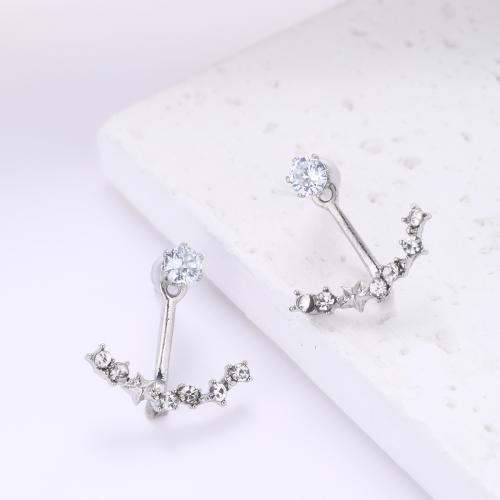 Crystal Jewelry Earring, Zinc Alloy, with Crystal, Unisex, silver color 