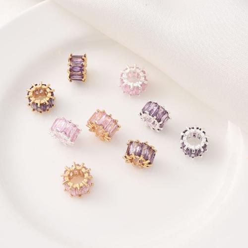 Entretoise de perles en laiton, Placage, DIY & pavé de micro zircon, plus de couleurs à choisir, 9mm, Vendu par PC