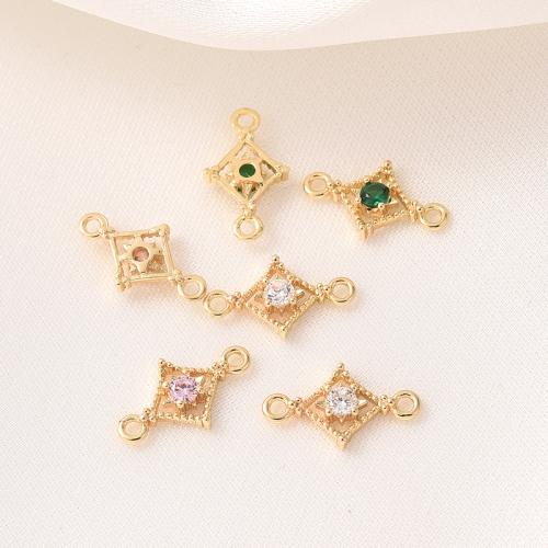 Cubic Zirconia Brass Connector, plated, DIY & micro pave cubic zirconia 