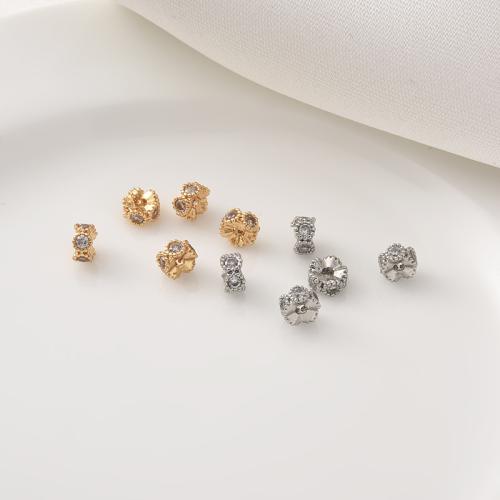 Entretoise de perles en laiton, Placage, DIY & pavé de micro zircon, plus de couleurs à choisir, 4.5mm, Vendu par PC