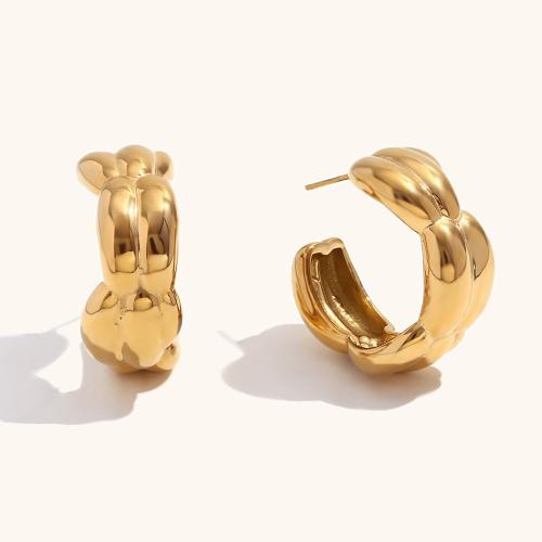 Edelstahl Stud Ohrring, 304 Edelstahl, 18K vergoldet, Modeschmuck & für Frau, goldfarben, 13.4x30.5mm, verkauft von Paar