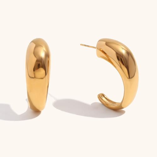 Edelstahl Stud Ohrring, 304 Edelstahl, 18K vergoldet, Modeschmuck & für Frau, goldfarben, 31.8x6.7mm, verkauft von Paar