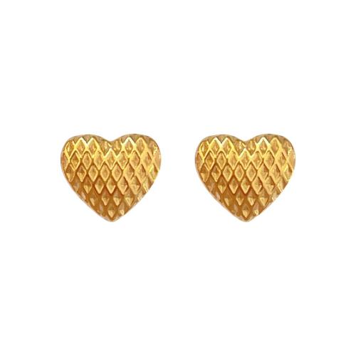 Edelstahl Stud Ohrring, 304 Edelstahl, Herz, Vakuum-Ionen-Beschichtung, Modeschmuck & für Frau, goldfarben, 8x7mm, verkauft von Paar