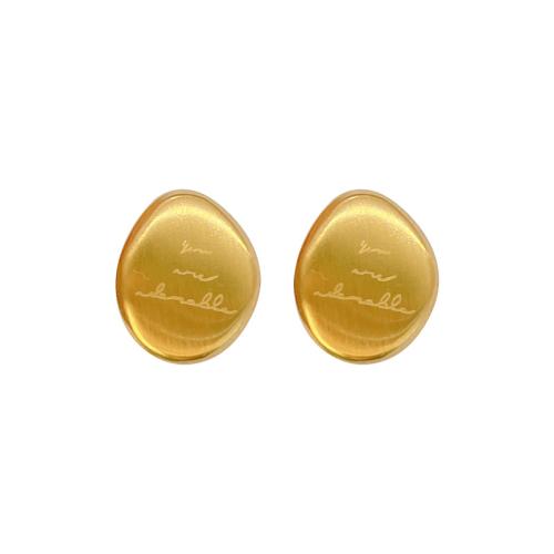 Edelstahl Stud Ohrring, 304 Edelstahl, Vakuum-Ionen-Beschichtung, Modeschmuck & für Frau, goldfarben, 10x12mm, verkauft von Paar