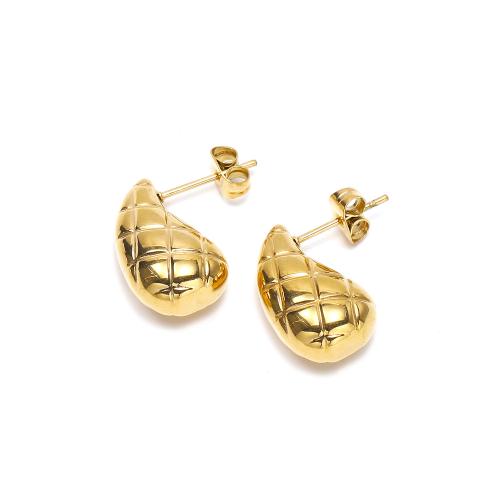 Stainless Steel Stud Earring, 304 Stainless Steel, Teardrop, Vacuum Ion Plating, fashion jewelry & for woman, golden 
