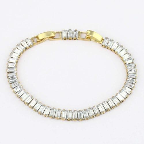 Stainless Steel Chain Bracelets, 304 Stainless Steel, plated, fashion jewelry & micro pave cubic zirconia 6mm .5 cm 