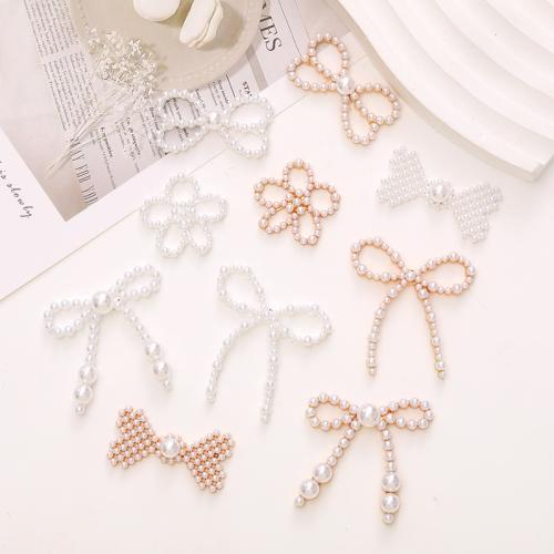 Hair Band Findings, Zinc Alloy, with Plastic Pearl, Bowknot, DIY 