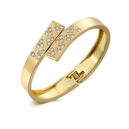 Fashion Zinc Alloy Bangle, plated, micro pave cubic zirconia & for woman, golden 