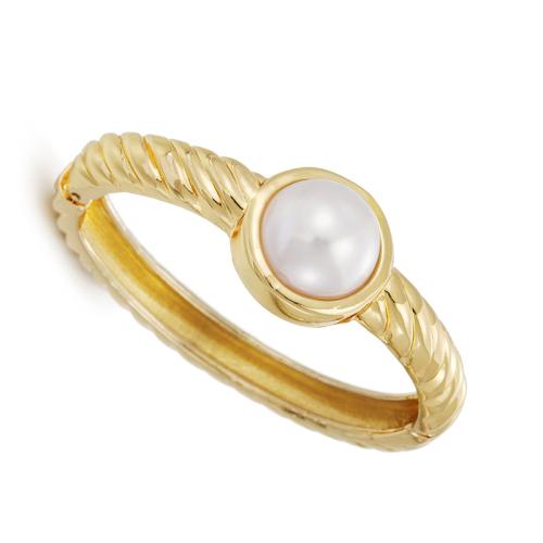 Fashion Zinc Alloy Bangle, with Plastic Pearl, plated, for woman, golden 