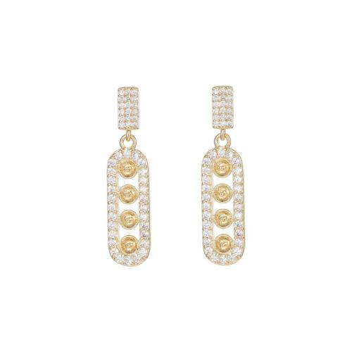 Brass Earring Drop Component, with Shell, plated, DIY & micro pave cubic zirconia 