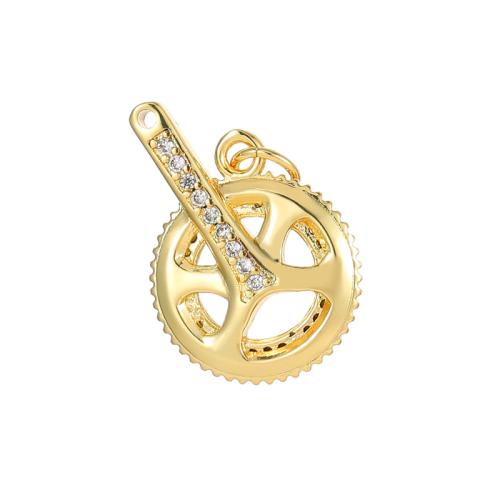 Cubic Zirconia Micro Pave Brass Pendant, with Shell, plated, DIY & micro pave cubic zirconia & enamel 