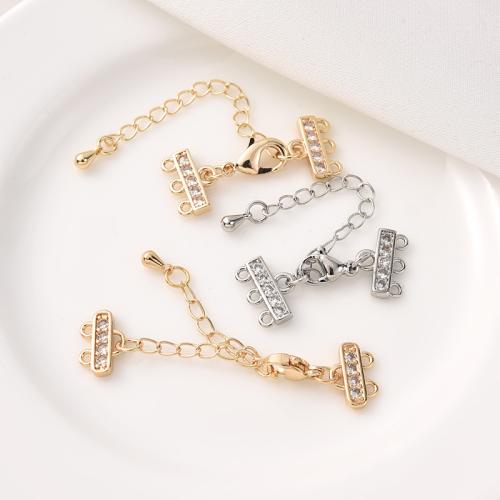 Brass Extender Chain, plated, DIY & micro pave cubic zirconia 