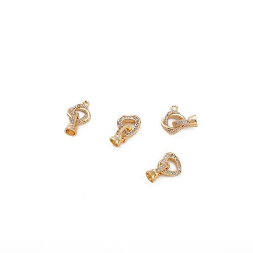 Brass Clasp Findings, DIY & micro pave cubic zirconia, golden 