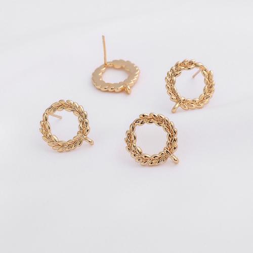 Brass Earring Stud Component, plated, DIY, golden 