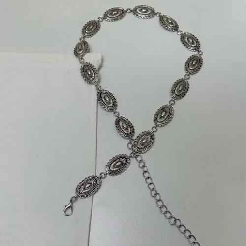 Decorative Chain Belt, Zinc Alloy, with Copper Coated Plastic, for woman, silver color cm 
